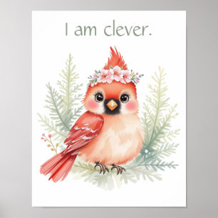 Poster Élégante sur mesure Cardinal Rouge Bois Nursery
