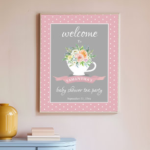 Poster Elégante Teacup Floral Teacup Baby shower Tea Part