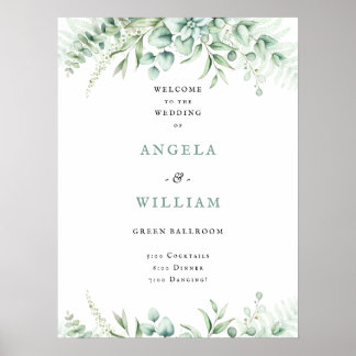 Poster Elégante verdure Eucalyptus Feuille Mariage