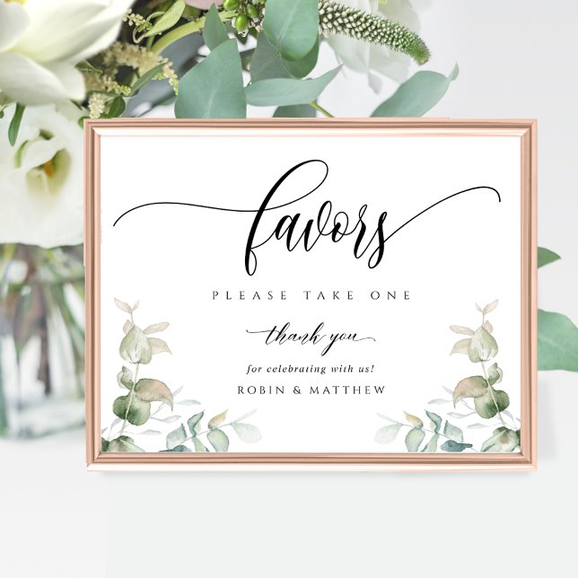 Poster Élégante verdure Script moderne Mariage Faveur Sig (Créateur téléchargé)
