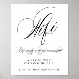 Poster Élégante Wifi et médias sociaux Black Calligraphy