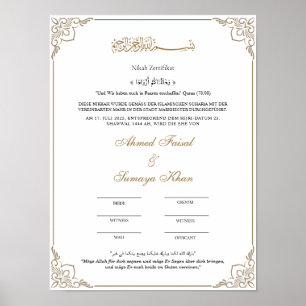 Poster Eleganter Rahmen Muslimische Nikah Zertifikat