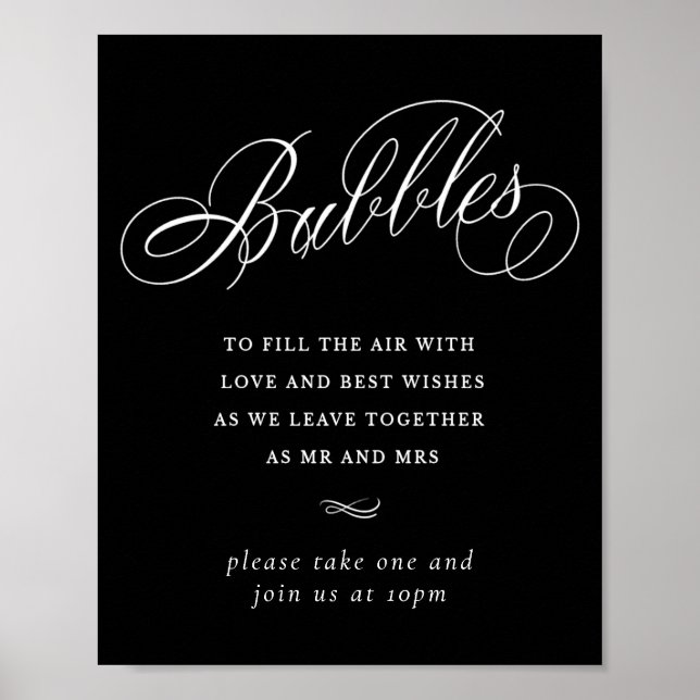 Poster Élégantes bulles Calligraphie blanche | Favoriser  (Devant)