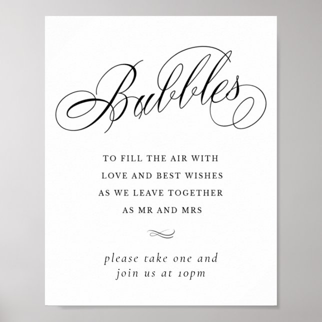 Poster Élégantes bulles Calligraphie noire | Favoriser la (Devant)