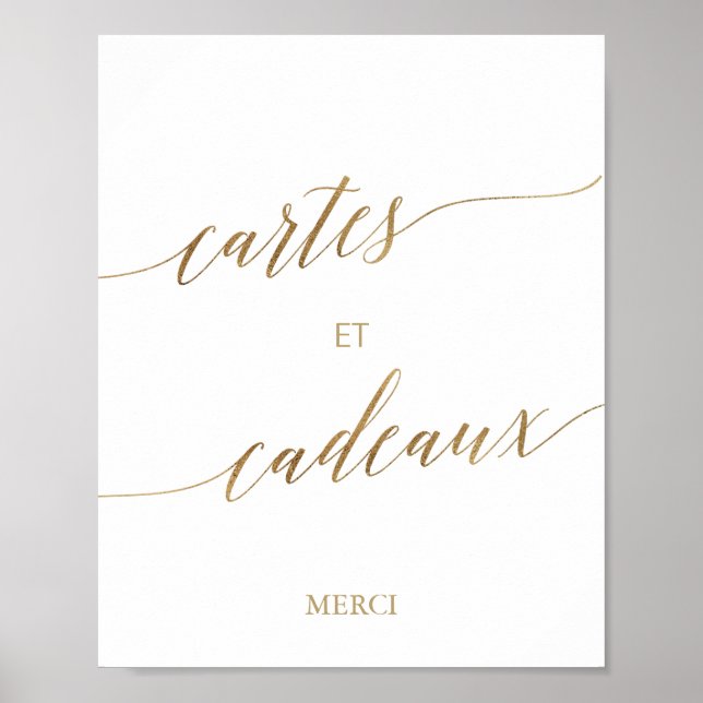 Poster Élégantes Cartes et Cadeaux Calligraphie en Or (Devant)