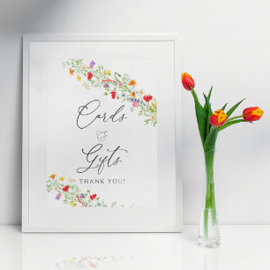Poster Elégantes cartes florales fleurs sauvages et affic