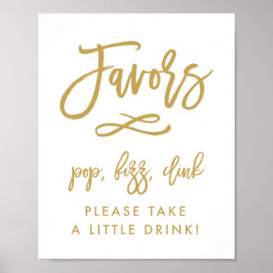 Poster Élégantes faveurs dorées lettrage Pop, Pétiller, T