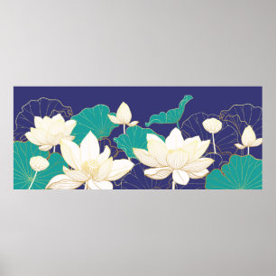 Poster Élégantes fleurs de lotus