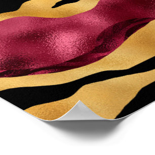 Poster Élégantes rayures de tigre bordeaux saisissantes d