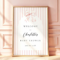 Élégantes rayures roses noeud Baby Shower Fête de 
