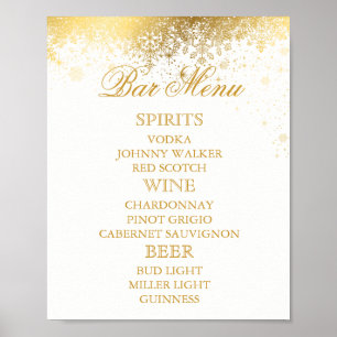 Poster Élégants flocons de neige blancs et dorés - Menu B
