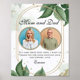 Poster Élégants parents de la mariée Merci idée cadeau
