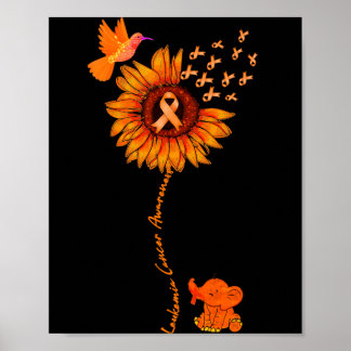 Poster Élément Chiffon Ruban Orange Leucémie Cancer