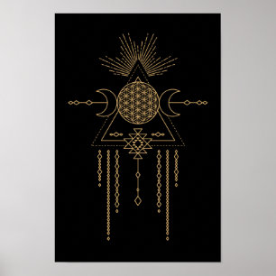 Poster Éléments de la lune de géométrie d'art de la ligne