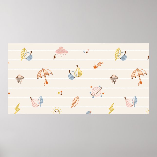 Poster Éléments de saison automne Motif sans soucis. Colo (Devant)