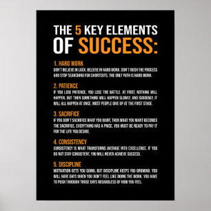 Poster Éléments De Succès, Gymnase, Hustle, Succès, Inspi