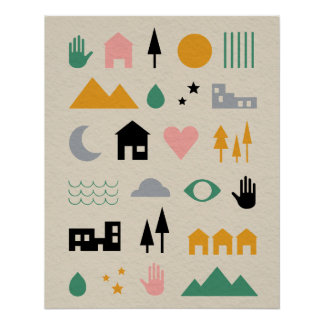 Poster Éléments minimalistes scandinaves d'harmonie