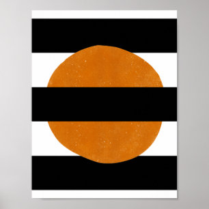 Poster Éléments noirs et jaunes abstraits Formes orange