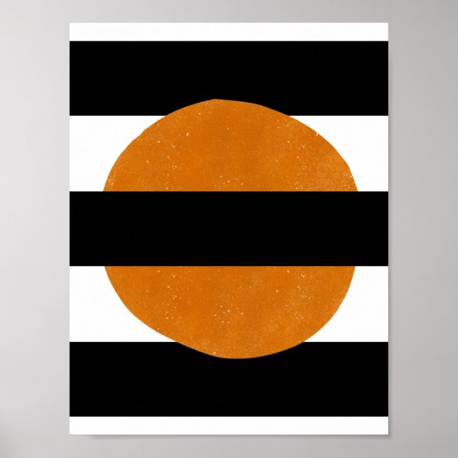 Poster Éléments noirs et jaunes abstraits Formes orange (Devant)