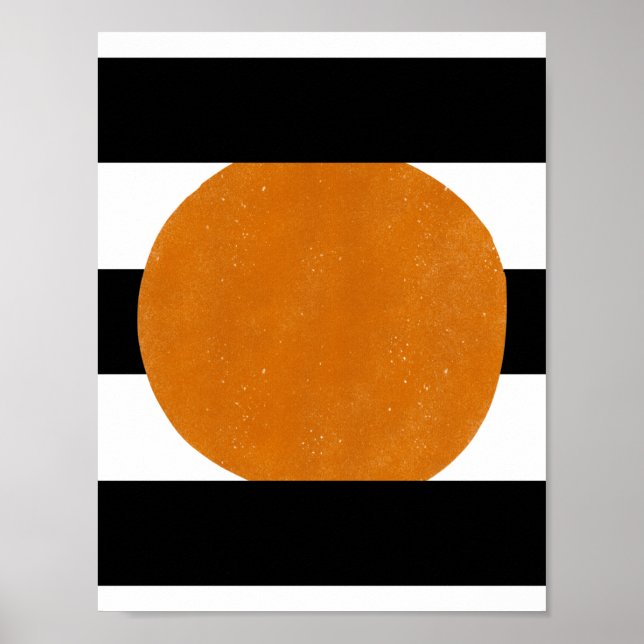 Poster Éléments noirs et jaunes abstraits Formes orange P (Devant)