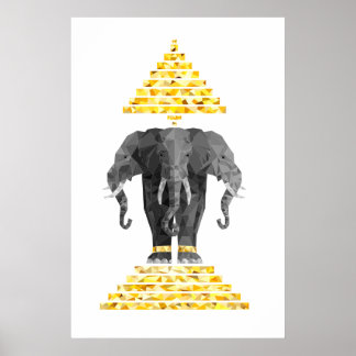 Poster Eléphant à trois têtes