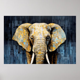 Poster Eléphant Animal Art Décor Peinture Mosaïque