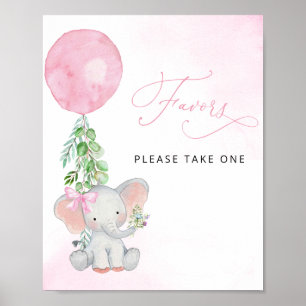 Poster Elephant avec Balloon Baby shower Décor Faveurs