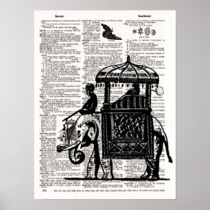 Poster Éléphant avec l'art dictionnaire Howdah