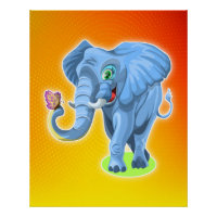 Elephant avec Papillon Photo Print