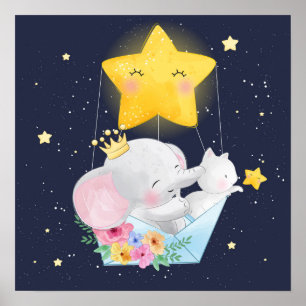 Poster Eléphant Avec Un Kitten