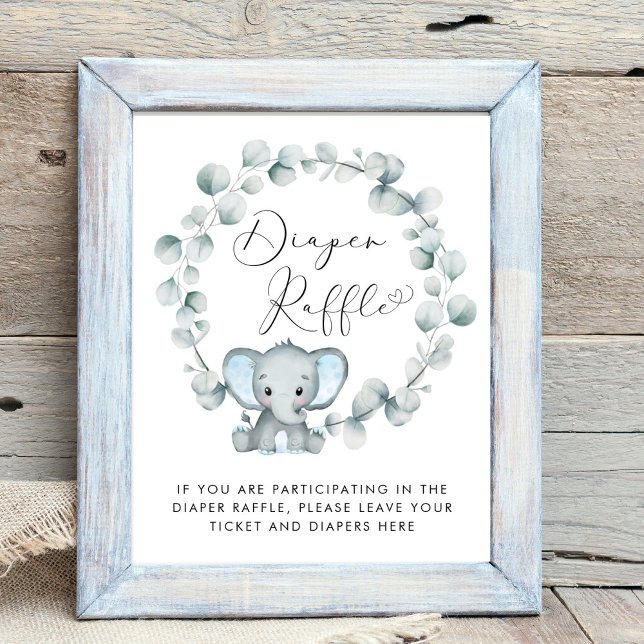 Poster Eléphant Baby Boy Douche Déchets Raffle Déposer (Créateur téléchargé)