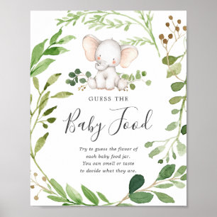 Poster Elephant Baby shower Devine La Nourriture Bébé