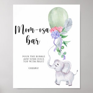 Poster Éléphant & Ballon \ Bar à mom-osa