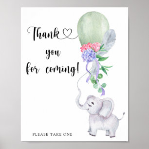 Poster Éléphant & Ballon \ Merci d'être venu