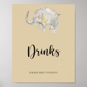 Poster Elephant Balloon Drinks help yourself