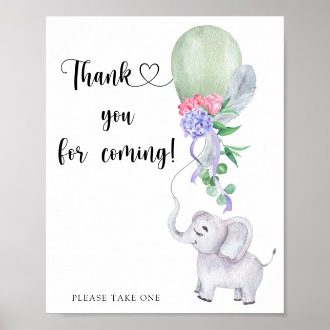 Poster Elephant & Balloon \ Merci pour venir (Devant)