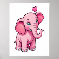 Eléphant Bébé Rose Cute Avec Amour