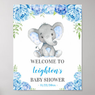 Poster Elephant Blue Boy Baby shower Sprinkl Bienvenue