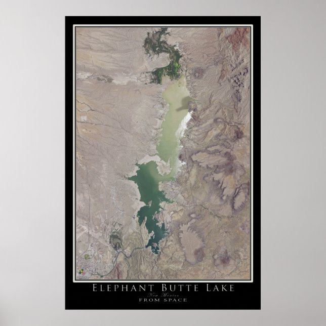 Poster Elephant Butte Lake Nouveau-Mexique Carte satellit (Devant)