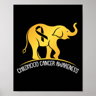 Poster Elephant Childhood Cancer Awareness Ribbon Warrier