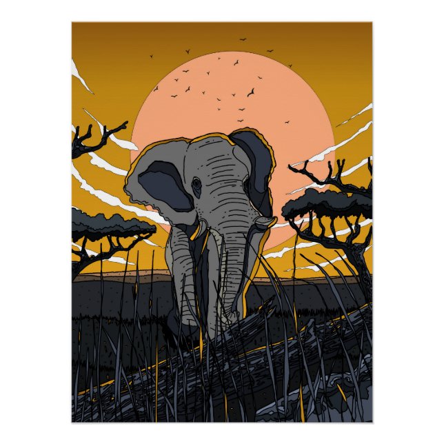 Poster Éléphant d'Afrique (Devant)