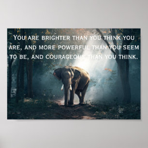 Poster Eléphant dans la forêt avec une citation positive