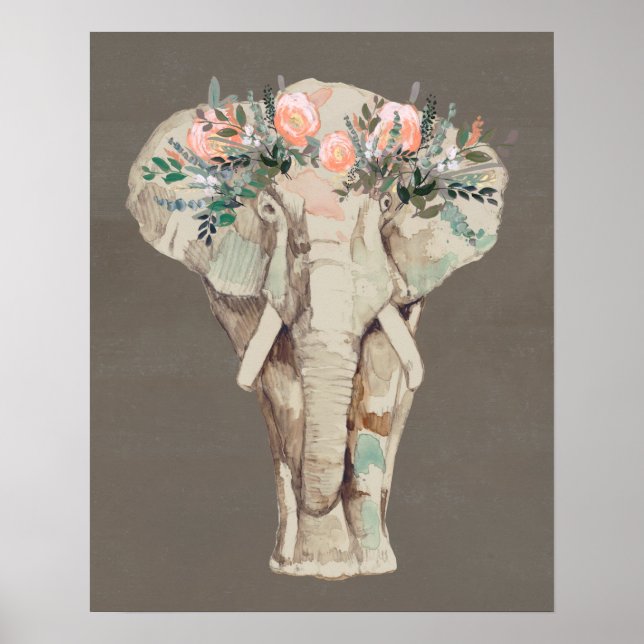 Poster Eléphant de la Couronne de fleurs II (Devant)