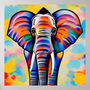 Poster Éléphant de safari africain coloré