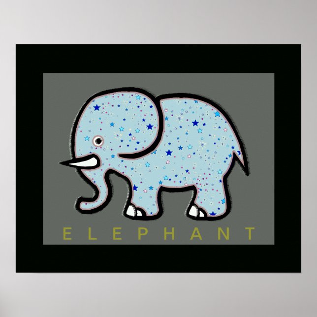 Poster éléphant décoré d'étoiles (Devant)