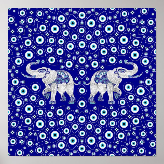 Poster Eléphant des yeux mal Bonne chance Charme (Devant)