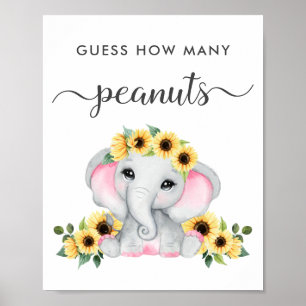Poster Eléphant Devine Combien d'arachides bébé fille dou
