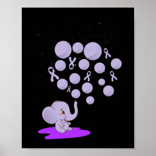 Poster Éléphant Faisant Éclater Des Lloons Violets Sensib
