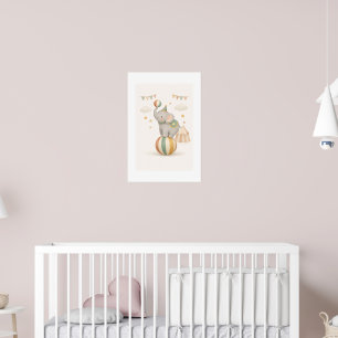 Poster Éléphant fantaisiste sur une balle