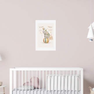 Poster Éléphant fantaisiste sur une balle